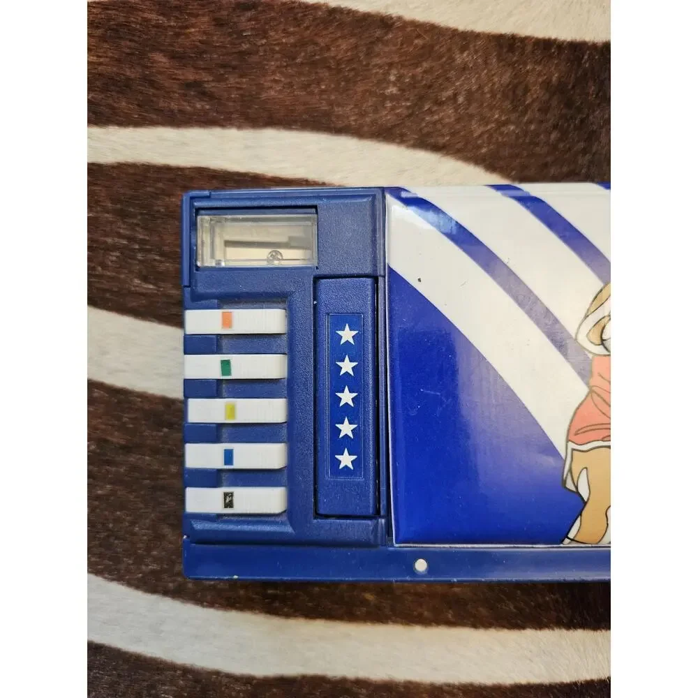 Vintage 1989 Sanrio Pop Up Pencil Box Case Compartment Blue Basketball